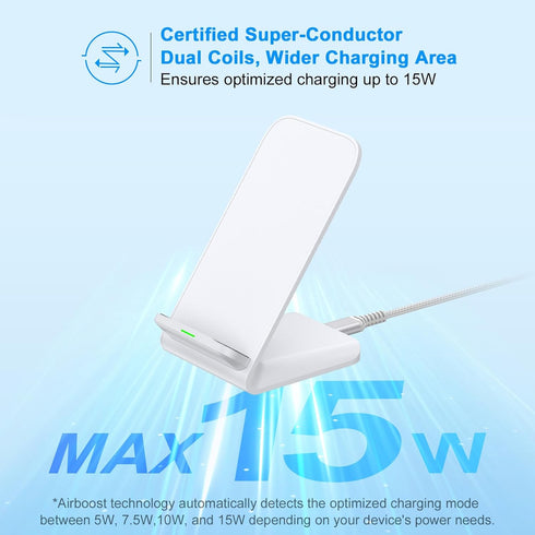 Wireless Charger Station 15W Fast Wireless Phone Charging Dock Pad Holder Stand for iPhone 15 Pro Max,15 Pro,15 Plus,15,Google Pixel 8a 8 7,Samsun...