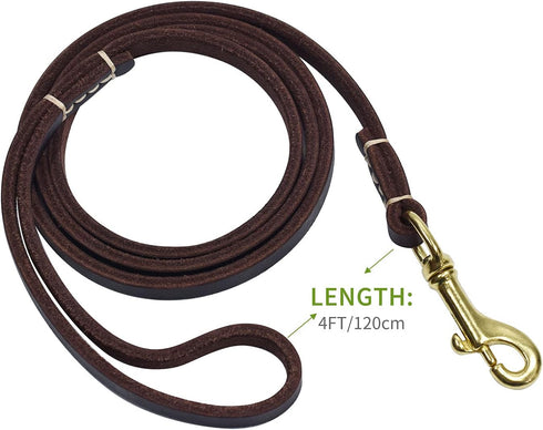 Reopet 4 Feet / 5 Feet / 6 Feet Genuine Leather Small & Medium Dog Leash,Real Leather - (3/8" X 4', Brown)...