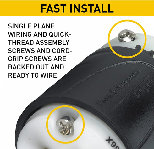 Legrand Pass & Seymour PS5266XCCV4 15 Amp 125V Straight Blade Extra Hard Use Specification Grade Plug, NEMA 5-15P, Black/White (1 Count)...