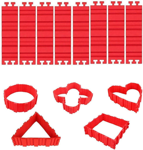 Silicone Cake Mold Cake Shapers Magic Snake DIY Baking Square Rectangular Heart Shape Round Cake Mould,Pack of 8...