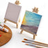 Tosnail 12 Packs Mini Canvas and Easel Set, Art Easel Stand with Canvas Set Tabletop Wooden Display Stand and Canvas Panels for Artist, Students, ...