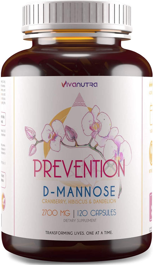 D Mannose Capsules 2000 MG Per Day - With Cranberry Pills for Urinary Tract Infection - Fast-Acting Pills For Bladder Health, UTI, Flush Impuritie...