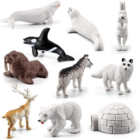 10pcs Arctic Animals Figurines,Mini Arctic Animal Toy Set, Arctic Circle Ocean Sea Animal Figurines Playset for Kids Educational Toys -Cake Topper...