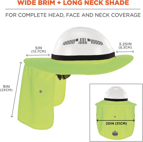 Ergodyne Chill Its 6661 Universal Hard Hat Brim Sun Shade with Neck Flap, Safety Helmet Sun Shield...