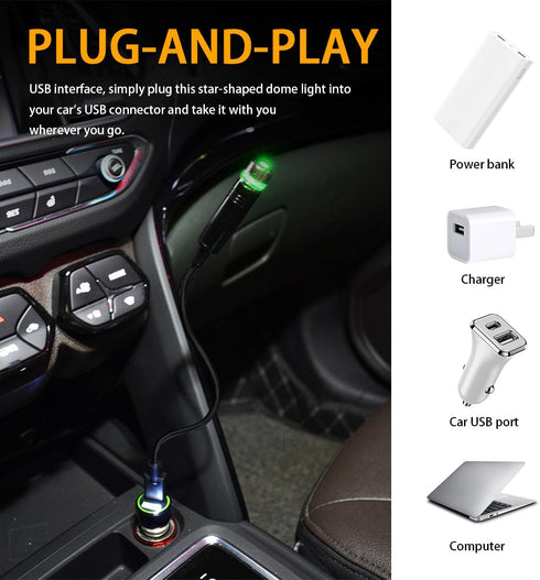 USB Projector Night Light, Highlighted Car Roof Light, Auto Interior LED Romantic Atmosphere Light, Adjustable Night Lamp for Bedroom Party, Unive...