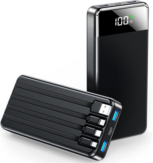 Portable Charger 35000mAh Power Bank - Portable Battery with 4 Built in Cables, 22.5W Fast Charging Battery Pack Compatible with iPhone 15 14 13 S...