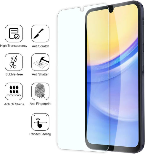 WD&CD 3 Pack Screen Protector Compatible with Samsung Galaxy A15 5G 6.5'', 9H Hardness Tempered Glass Film Anti Scratch Bubble Free...