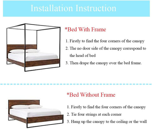 Twin Canopy Bed Curtains - 4 Corner Canopy for Beds, Bed Canopy for Girls Adults, Bedroom Home Decor (Twin Size, Purple)...
