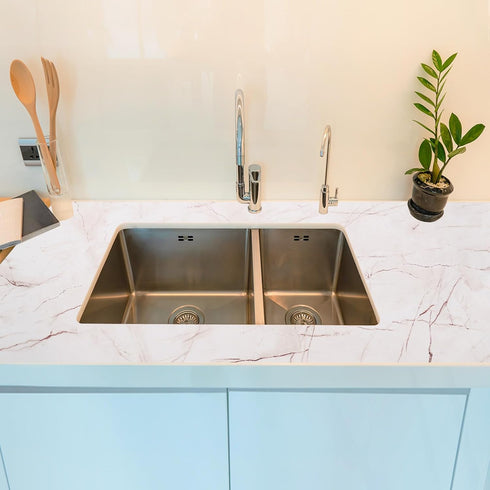 uxcell Marble Contact Paper 15.7"x118" Self-Adhesive Marble Peel and Stick Countertops Wallpaper Waterproof for Wall Kitchen Countertop Cabinet Ba...
