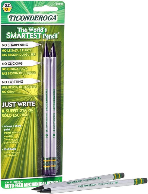 Ticonderoga Sensematic Mechanical Pencil, 0.7mm Lead, Silver, 2 Count...