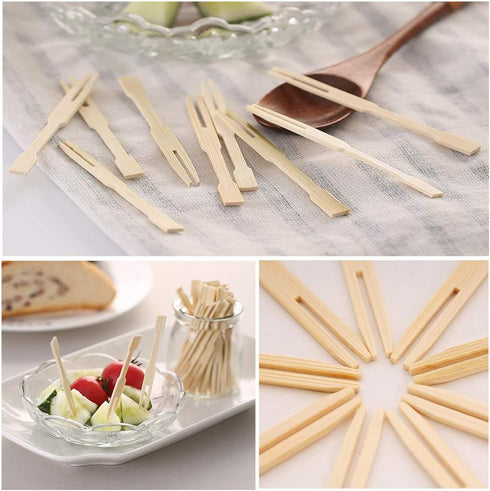 500 Pcs Bamboo Cocktail Appetizer Forks Food Fruit Picks Set 200 Pcs Sandwich Skewer Picks & 300 Pcs Mini Wooden Cocktail Fruit Forks Cheese Wood ...