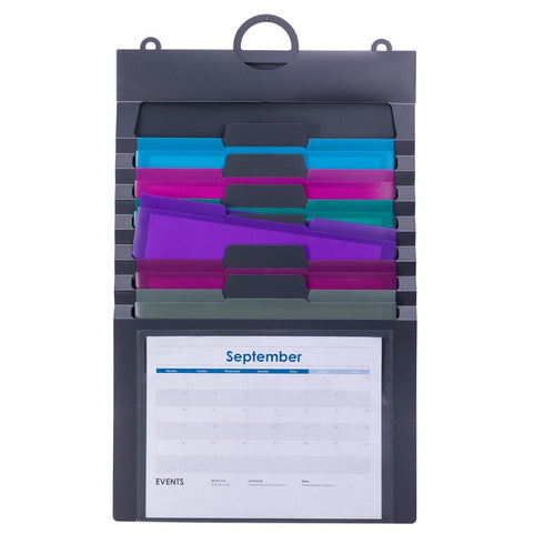 Smead Cascading Wall Organizer Gen 2, 6 Pockets, Letter Size, Gray/Jewel Pockets (92063)...