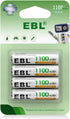 EBL AAA Rechargeable Batteries (4 Counts) 1100mAh Pre-Charged Triple A NiMH Battery with Retail Package...