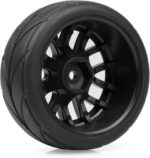 4pcs 1/10 RC On-Road Solid Wheels and Tires 12mm Hex for HSP Tamiya TT TT02 Sakura Kyosho Traxxas RC Rally Drift Car...