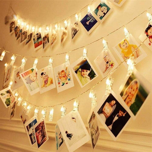 Dopheuor Photo Clip String Lights LED Fairy Clip String Lights Hanging Photo Pictures Battery Operated for Gifts Patio Christmas Bedroom Wedding B...