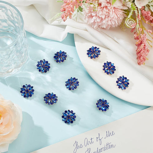 FINGERINSPIRE 10PCS Rhinestone Shank Buttons Flower Pattern Rhinestone Buttons Alloy Rhinestone Buttons for Sewing Alice Blue Rhinestone Jewlery B...