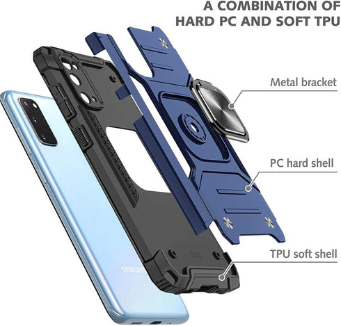 for Samsung S20 FE Case, Galaxy S20 FE 5G Case with Screen Protector: Military Grade 360° Rotatable Kickstand Shockproof Protective Cases for - Sa...