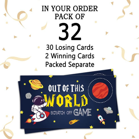 Space Theme Party Scratch Off Game Cards?32 PCS?Baby Shower Games Vouchers Festive Raffle Tickets Class Reunion Scratch Off Game Cards Christmas T...