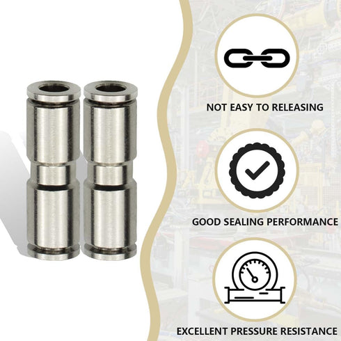 3 Pcs 8mm Straight Push in Connect Pneumatic Fitting,2 Way Nickel Plated Brass Quick Release PU Air Line Adapter...