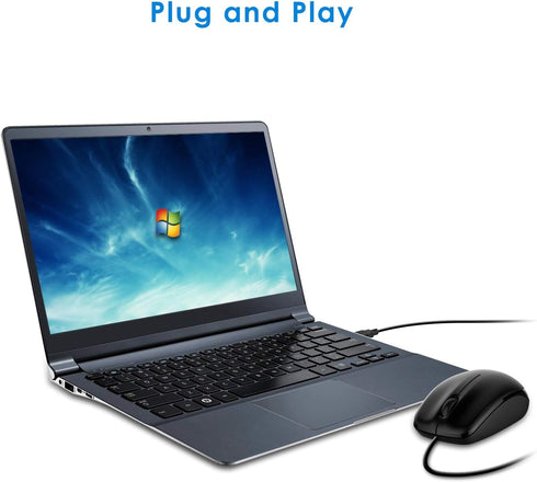 JETech 3-Button Wired USB Optical Mouse Mice (Black) - 0776...