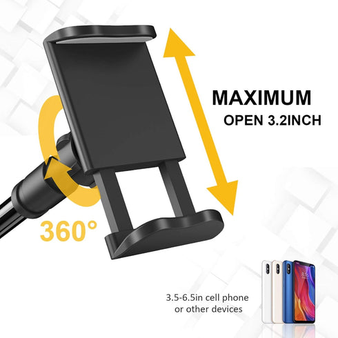 Phone Holder Bed Gooseneck Mount - Flexible Arm 360 Mount Clip Adjustable Bracket Clamp Stand Compatible with Cell Phone 11 Pro XS Max XR X 8 7 6 ...