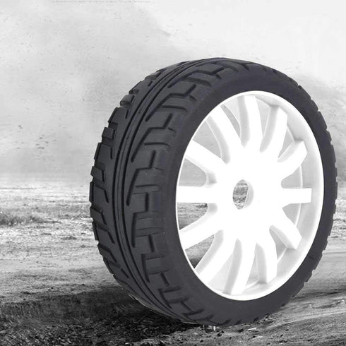 2Pcs Wheel Rim, Racing Car Rubber Wheel Hub Tires for 1/8 On-Road Racing RC (White)...