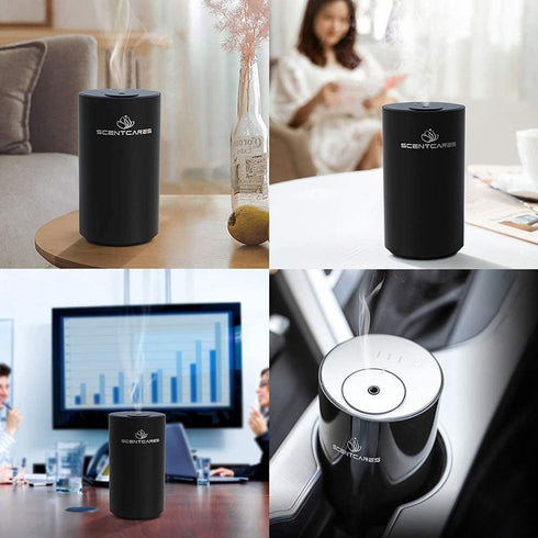 Waterless Oil Diffuser, Battery Operated Diffusers - Portable & Smart & Cordless Design, Aromatherapy Diffuser for 3 Cold Mist & Timer 1/2/3H Wate...
