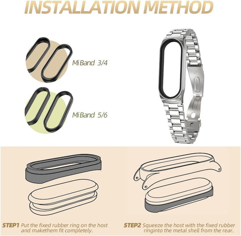 MIJOBS Strap for Xiaomi Mi Band 6 Mi Band 5, Metal Strap Compatible with Mi Band 4 Mi Band 3 Replacement Wristband Stainless Steel Watch Band for ...