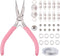 SUNNYCLUE Jewelry Pliers Making Supplies Kit Round Nose Pliers 32Feet Copper Jewelry Wire 40pcs Jump Rings 40pcs Crimp Beads & 40pcs Bead Tips for...