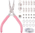SUNNYCLUE Jewelry Pliers Making Supplies Kit Round Nose Pliers 32Feet Copper Jewelry Wire 40pcs Jump Rings 40pcs Crimp Beads & 40pcs Bead Tips for...