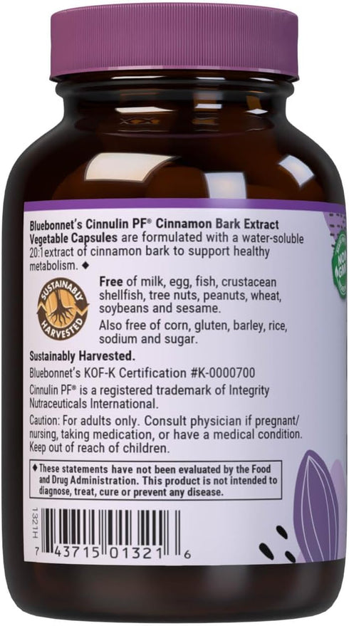 BlueBonnet Cinnulinpf Cinnamon Bark Extract Supplement, 60 Count, White...