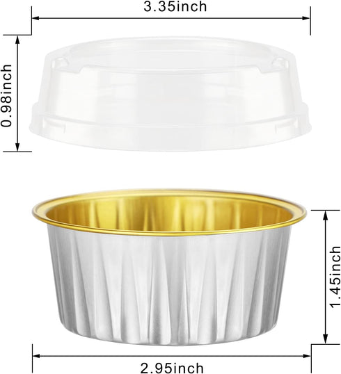 EUSOAR Cupcake Liners with Lids, 30pcs 5oz Disposable Aluminum Foil Ramekins cupcake Baking Cups Containers Wrappers Dessert Cups with Lids, Mini ...