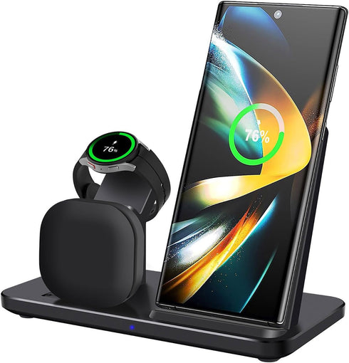 3 in 1 Wireless Charger, 15W Fast Wireless Charging Station Charge Stand for Samsung Galaxy S24 S23 S22 S21 S20 S10 Series,Note 20/10, Galaxy Buds...
