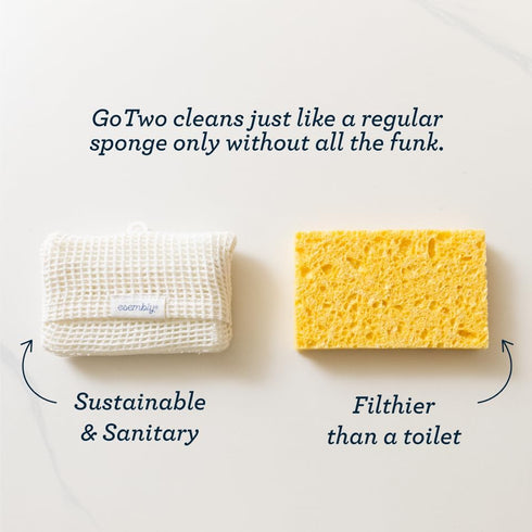 Esembly GoTwo Sudser Set - Dishwashing Kitchen Scrubber and Cleaning Sponge, Long Lasting Silicone Base with Compostable Cotton Mesh Covers...