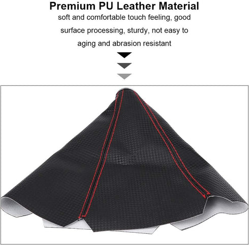 Auto/Manual Gaiter Boot Cover Gear Shift Knob Cover, Universal PU Leather Gear Shifter Knob Dust Cover Boot Gear Gaiter Cover Black Bright Red Sti...