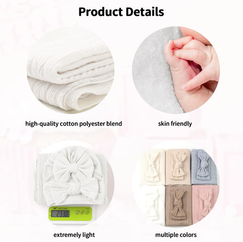 Muslin Blanket,Baby Swaddle Set Newborn - Receiving Headband Blankets and Bow Hat,Newborn Essentials, Soft Nursery Swaddling Blankets?Stretchy Bab...