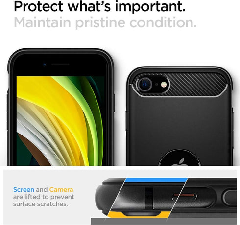 Spigen Rugged Armor Designed for iPhone SE 2020 Case - Matte Black (ACS00944)...
