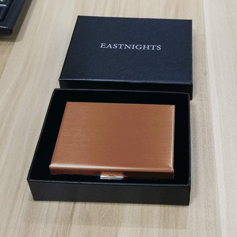 EASTNIGHTS RFID Credit Card Holder Protector Metal Credit Card Wallet Business Card Holder for Men Women Gift Box Package (Copper)...