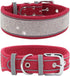 Bling Diamond Dog Collar for females girls,Soft Velvet Leather with Fancy Sparkly Crystal Rhinestones,Reflective Stripe,Suit Medium Large Dogs pup...