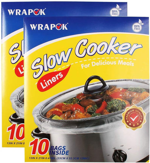 Slow Cooker Liners Kitchen Disposable Cooking Bags BPA Free for Oval or Round Pot, Large Size 13 x 21 Inch, Fits 3 to 8.5 Quarts - 2 Pack (20 Bags...