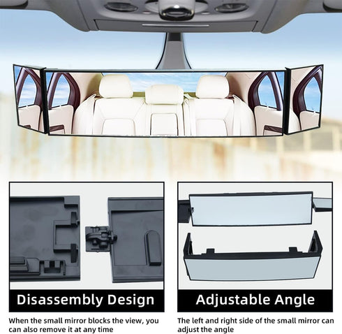 Car Rear View Mirror, 15.1'' Anti-Glare Panoramic Wide Angle Rearview Mirror, Interior Clip-on Extended Mirror, Universal Vehicle Interior Accesso...