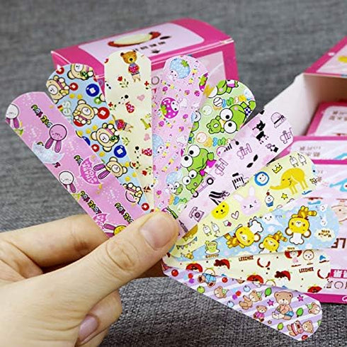 100PCs Waterproof Breathable Cute Cartoon Adhesive Bandages First Aid Emergency Kit for Kids Children...