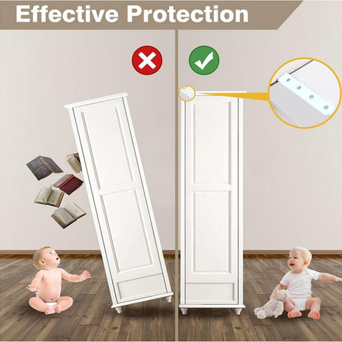 Anti Tip Furniture Anchors for Baby Pet Proofing,Furniture Wall Anchor Furniture Dresser Bookshelf Falling Prevention Device for Children (White)...