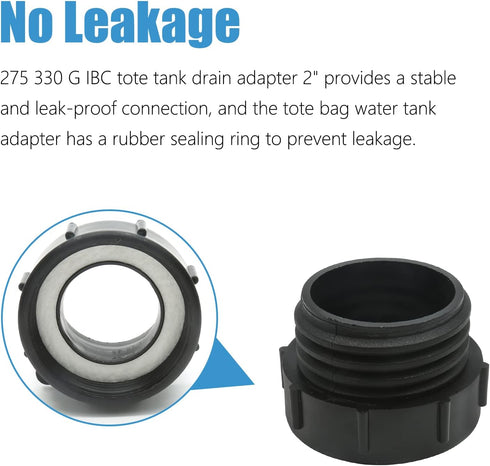 275 330 Gn IBC Tote Tank Food Grade Drain Adapter 2" BSP Female x S60x6 2" Male Buttress, IBC Tote Fittings Tank Water Tank Connector for DN50 BSP...