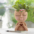 Meltset Face Planters Pots Head Unique Face Flower Pot Head Planter for Indoor Plants Cute Small Succulent Pots Indoor Plant Pot with Drainage (Br...