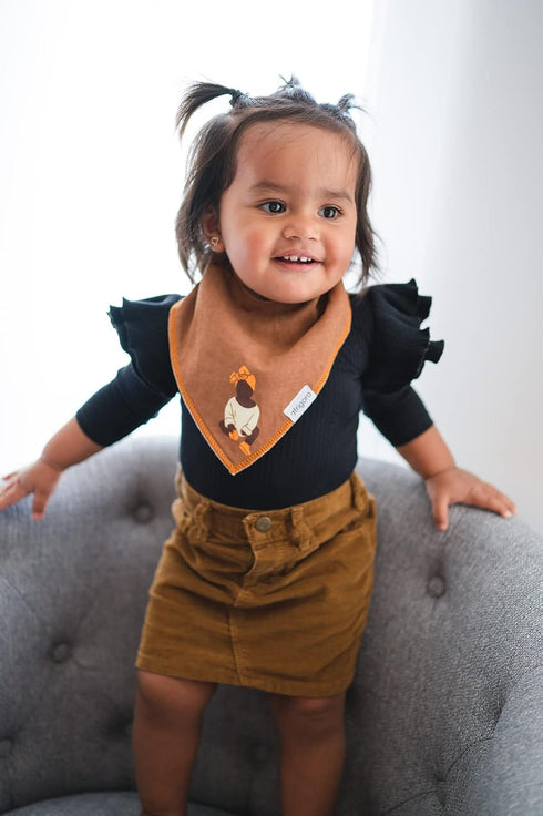 Brown Baby Bandana Bibs For Girls 5-Pack 100% Organic Cotton Drooling Teething Newborn 0-6 months Infant 6-18 months Toddler 18-36 month...