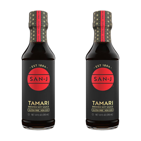 San-J - Gluten Free Tamari Soy Sauce - Specially Brewed - Made with 100% Soy - 10 oz. Bottles - 2 Pack...