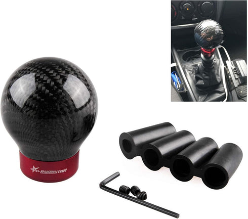 RYANSTAR Carbon Fiber Shift knob Round Ball Racing Gear Shift Shifter Knob Head Manual Car with 8mm/10mm/11mm Adapter...