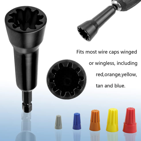 Wire Twisting Spinner,Spin-Twist Wire Connector Socket,Wire twist tool with 1/4" Chuck(Black)...