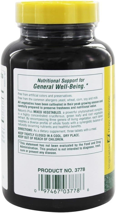 Natures Plus Mixed Vegetables - 1300 mg, 180 Vegetarian Tablets - Powerful Whole Foods Phytonutrient Supplement, Promotes Overall Health - Gluten-...